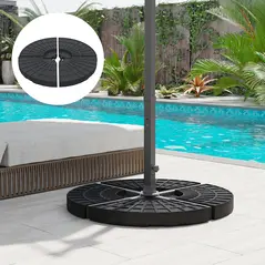 Outsunny 4 PCs 70KG Portable Round Parasol Base Umbrella Cross Stand Weights Holder Sand or Water Filled Outdoor Garden Patio - 2