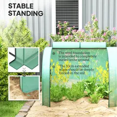 Outsunny 395  x 100 cm Low Tunnel Greenhouse - Green - 5