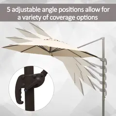 Outsunny 3M Banana Parasol Hanging Cantilever Umbrella W/ Cross Base Hand Crank Aluminium Frame 360°Rotation Hand Crank-Beige - 5