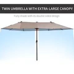 Outsunny 4.6m Double-Sided Patio Parasol Sun Umbrella-Tan - 6