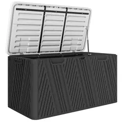 Outsunny 380L Waterproof Outdoor Storage Box, with Lockable Lid - Black - 1