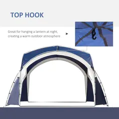 Outsunny 3.5 x 3.5M Camping Gazebo, Outdoor Event Shelter Dome Tent Garden Sun Shelter Patio Spire Arc Pavilion Camp Sun Shade Tent for 6-8 Person, Blue and Grey - 5