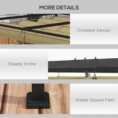 Outsunny 3x2m Metal Pergola with Retractable Roof, Garden Gazebo Canopy Shelter for Outdoor, Patio, Khaki - 6