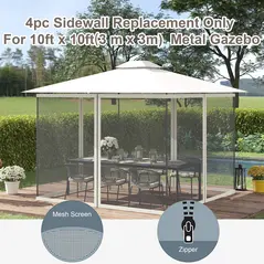 Outsunny 302 x 207cm Universal Replacement Mesh Sidewall Netting for Gazebos and Canopy Tents, (Sidewall Only) White - 4