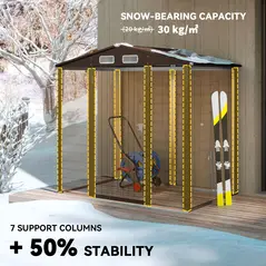 Outsunny 4 x 6ft Galvanised Steel Garden Shed, with Lock and Gloves - Oak - 5