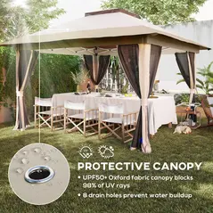 Outsunny 3.6 x 3.6m Pop-Up Gazebo, with Accessories - Beige - 6