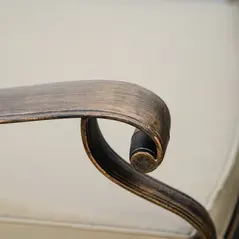 Outsunny 4 Seater Outdoor Dining Set Antique Cast Aluminium Garden Furniture Set with Cushions Round Dining Table with Parasol Hole, Bronze - 9