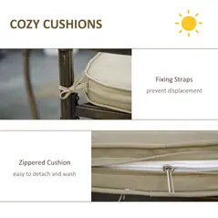 Outsunny 4 Seater Outdoor Dining Set Antique Cast Aluminium Garden Furniture Set with Cushions Round Dining Table with Parasol Hole, Bronze - 4