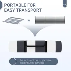 Outsunny 4 Pole Camping Windbreaks, Beach Wind Shield Shelter with Carry Bag and Steel Poles, Outdoor Caravan Privacy Shield, 540cm x 150cm, Grey and White - 6