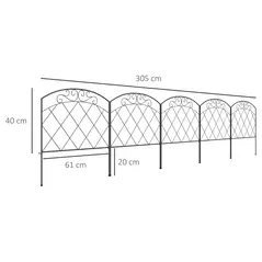 Outsunny 3m Decorative Metal Garden Fence - Diamond and Swirl Pattern - 3