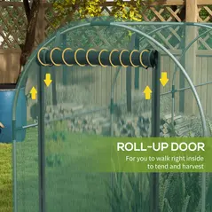 Outsunny 360 x 120cm Galvanised Steel Fruit Cage, Plant Protection Tent with Zipped Door, Green - 6