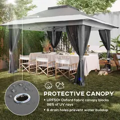 Outsunny 3.6 x 3.6m Pop-Up Gazebo, with Accessories - Grey - 6