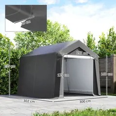 Outsunny 3.6 x 2.1m Portable Outdoor Shed, with Window - Dark Grey - 3