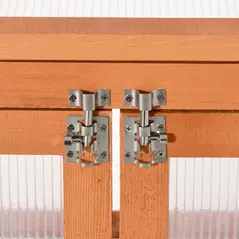 Outsunny 3-tier Wood Greenhouse Garden Polycarbonate Cold Frame Balcony Grow House w/ Storage Shelf for Plants, Flowers, Orange - 8