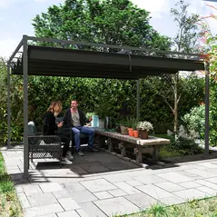 Outsunny 4 x 3m Metal Pergola, with Retractable Canopy Roof - Black - 7
