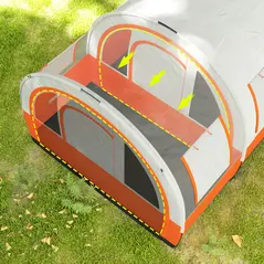 Outsunny 3000mm Waterproof Camping Tent, 5-6 Man Family Tent with Living and Bedroom, Carry Bag Included, Cream and Orange - 9