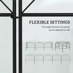 Outsunny 3m Decorative Metal Garden Fence - Diamond and Swirl Pattern - 5