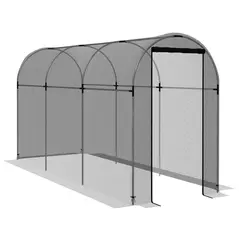 Outsunny 360 x 120cm Galvanised Steel Fruit Cage, Plant Protection Tent with Zipped Door, Black - 1