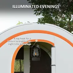 Outsunny 3000mm Waterproof Camping Tent, 5-6 Man Family Tent with Living and Bedroom, Carry Bag Included, Cream and Orange - 5