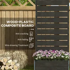 Outsunny 34 x 69.5cm Garden Planter Box, with Back Trellis, Black - 5