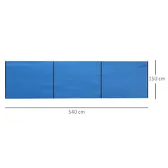 Outsunny 4 Pole Camping Windbreaks, Beach Wind Shield Shelter with Carry Bag and Steel Poles, Outdoor Caravan Privacy Shield, 540cm x 150cm, Blue - 3