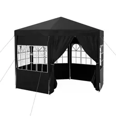 Outsunny 4 m Party Tent Wedding Gazebo Outdoor Waterproof PE Canopy Shade with 6 Removable Side Walls - 1