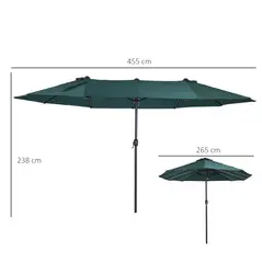 Outsunny 4.6m Double Garden Parasol - Green - 3