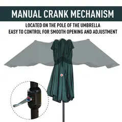 Outsunny 4.6m Double Garden Parasol - Green - 4