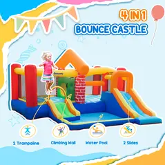 Outsunny 4 in 1 Kids Bouncy Castle Extra Large Double Slides & Trampoline Design Inflatable House Pool Climbing Wall with Blower Carrybag for Kids Age 3-8, 3.8 x 3.7 x 2.3m - 4