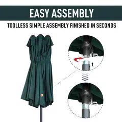 Outsunny 4.6m Double Garden Parasol - Green - 7