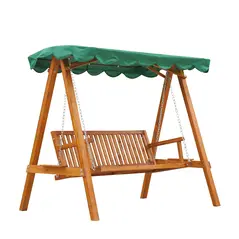 Outsunny 3-Seater Pinewood Swing Chair-Green - 1