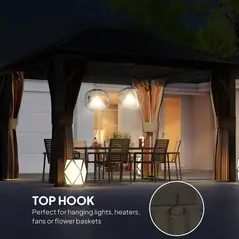 Outsunny 3.6 x 3 m Aluminium Hardtop Gazebo, with Accessories - Brown - 5