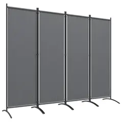 Outsunny 4 Panel Folding Room Divider, 1.7m Privacy Screen with Wide Feet, Portable Freestanding Metal Partition Separator for Office, Living Room, Bedroom, Dining Room, Dark Grey - 1