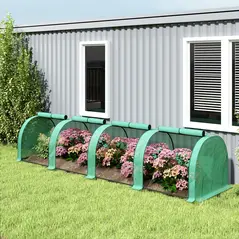 Outsunny 395  x 100 cm Low Tunnel Greenhouse - Green - 8