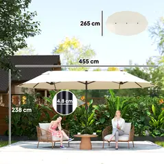 Outsunny 4.6m Double Garden Parasol - Beige - 3