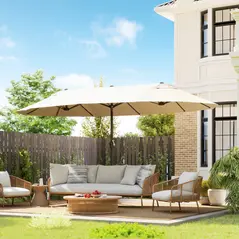 Outsunny 4.6m Double Garden Parasol - Beige - 2