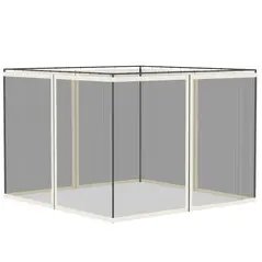 Outsunny 302 x 207cm Universal Replacement Mesh Sidewall Netting for Gazebos and Canopy Tents, (Sidewall Only) White - 1