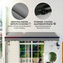 Outsunny 3.5 x 3m Electric/Manual Awning, with Remote - Dark Grey - 5