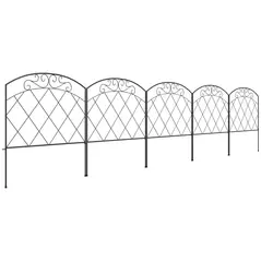 Outsunny 3m Decorative Metal Garden Fence - Diamond and Swirl Pattern - 1