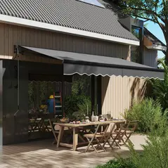 Outsunny 3.5 x 3m Electric/Manual Awning, with Remote - Dark Grey - 2