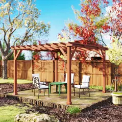 Outsunny 3.3 x 3.3 m Wooden Pergola Kit, Graden Pergola Gazebo Grape Trellis with Stable Structure for Climbing Vines, Flowers - 8