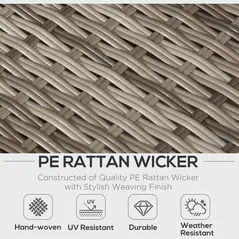 Outsunny 4 PCs Rattan Garden Furniture Outdoor Sectional Corner Sofa and Coffee Table Set  Conservatory Wicker Weave Furniture with Armrest and Cushions - Light Grey - 4