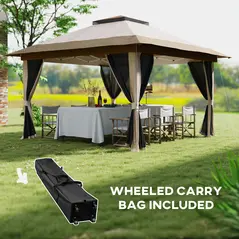 Outsunny 3.6 x 3.6m Pop-Up Gazebo, with Accessories - Beige - 7