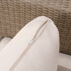 Outsunny 4 Pieces Rattan Garden Furniture Set, Garden Corner Sofa with Side Trays, Wicker Conservatory Furniture Set with Loveseats, Slatted Plastic Top Coffee Table and Cushions, Beige - 8