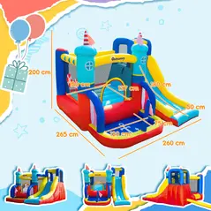 Outsunny 4 in 1 Kids Bouncy Castle Large Sailboat Style Inflatable House Slide Trampoline Water Pool Climbing Wall with Blower Carrybag for Kids Age 3-8, 2.65 x 2.6 x 2m - 3