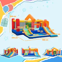 Outsunny 4 in 1 Kids Bouncy Castle Extra Large Double Slides & Trampoline Design Inflatable House Pool Climbing Wall with Blower Carrybag for Kids Age 3-8, 3.8 x 3.7 x 2.3m - 3