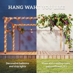 Outsunny 4 x 3 m Wooden Pergola Kit, Garden Pergola Gazebo Grape Trellis with Triangle Supports, 6 Beams, Maple Wood-effect - 6