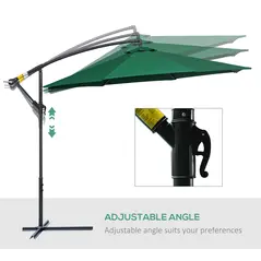 Outsunny 3m Banana Hanging Parasol Umbrella Green - 5