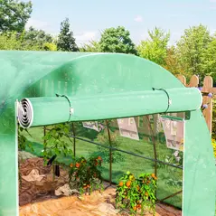 Outsunny 4 x 3 x 2m Polytunnel Greenhouse Replacement Cover ONLY Winter Garden Plant PE Cover for Tunnel Walk-in Greenhouse with Roll-up Windows Door Outdoor, Green - 9