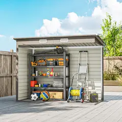 Outsunny 3.7 x 7.9ft Galvanised Steel Shed, with Latched Door and Padlock - Light Grey - 9